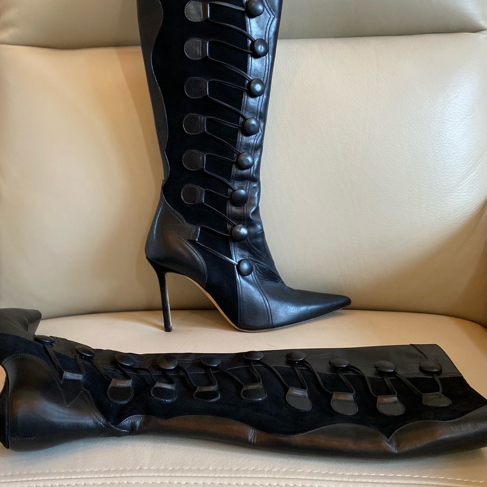 Christian Lacroix Leather Boots, Size 37.5